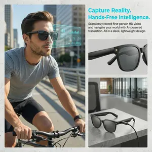 Smart Camera Glasses HD Video & Photo – IP65 Waterproof, AI Assistant, Real-Time Translation, Wireless Bluetooth Connection, Hands-Free Recording, Wearable Tech for Travel, Cycling & Outdoor