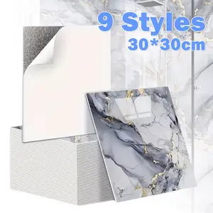 10PCS Imitation 3D Marble Decorative Wall Sticker Self Adhesive Waterproof Oilproof Wallpaper for Kitchen Tile Wall DIY Home Decoration