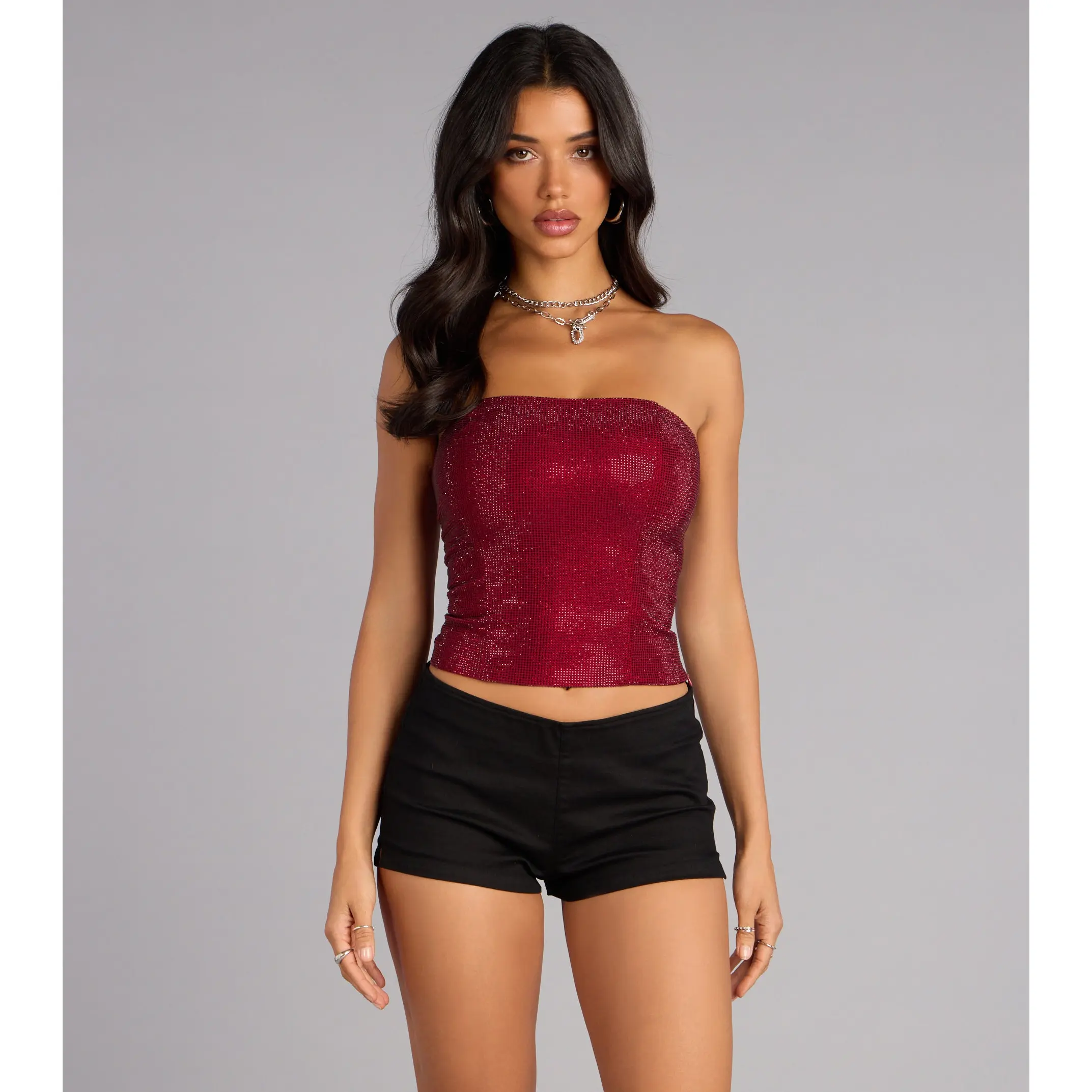 Glitz Game Tube Rhinestone Corset Top
