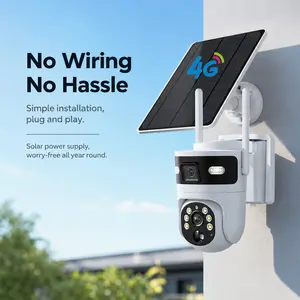 4G Cellular Solar Security Camera - 8MP Ultra-Clear Video, Wall Mount, Micro SD Compatible, Truly Wireless (No WiFi/Power), Human-Shape Tracking, Real-Time Intercom, 365 Days Uninterrupted Power for Rural Sites Remote Surveillance