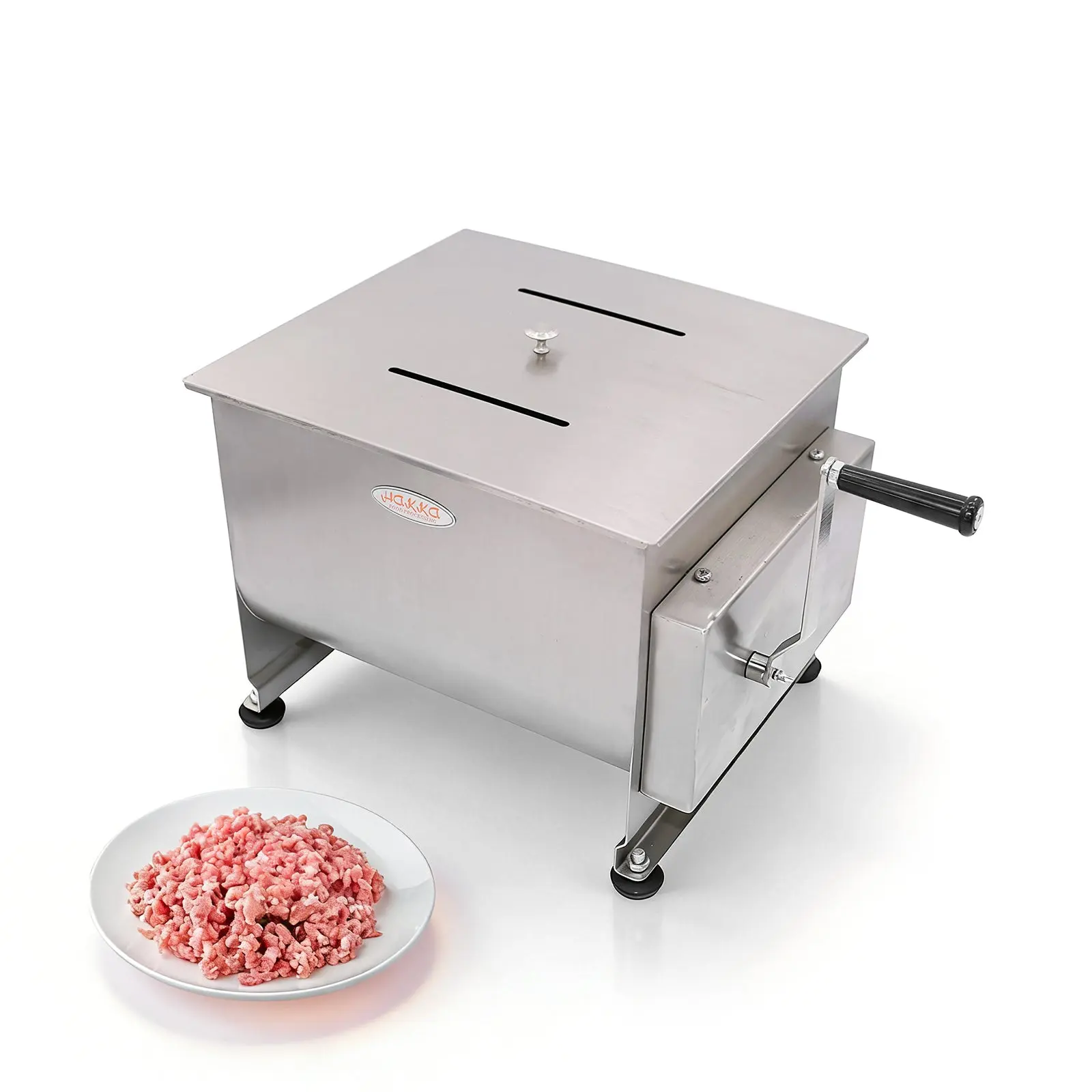 Hakka 30L/60 lb Double-Shaft Manual Meat Mixer, Stainless Steel Sausage & Burger Mixer
