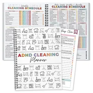 ADHD Cleaning Planner A4 Size Daily Weekly Monthly Schedule Checklist Notebook for Home Office Dorm Durable Cover Smooth Pages Office Stationery Essential Plannerbook
