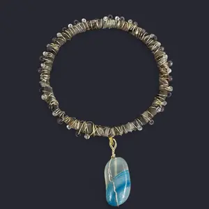 Fabric Wire Wrapped Bangle Bracelet