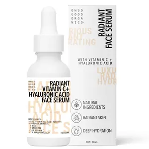 Vitamin C & Hyaluronic Acid Serum w/ Organic Rosehips + Rice Extracts for Skin Repair + Care