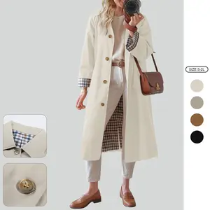 Imily Bela Women's Long Single-Breasted Oversized Windproof Trench Coat, Fashion Outerwear for Women