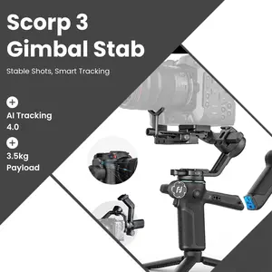 FeiyuTech SCORP 3 Gimbal Stabilizer with AI Tracking, 3-Axis Handheld Stabilizer for Sony Canon DSLR, 3.5kg/7.72lbs Payload, Detachable Wireless Remote Control Handle for Solo Filmmaking