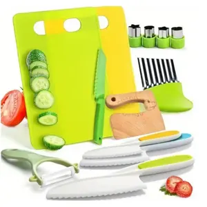 [mother's day]Children's Kitchen Tool Set, 13pcs/set Including Knife, Peeler, Cutter, Cutting Board, Baking Embossing Tools, Kitchen Utensils & Gadgets, Kitchen Pretend Play Set, Play Kitchen Accessories, Miniature Cooking Set