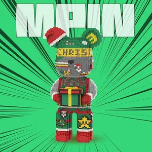 Christmas Bear Building Blocks Set, Building Block Model, 6150 Pieces, 43cm High, Creative DIY Toy, Unisex Gift for Boys and Girls, Home Decoration