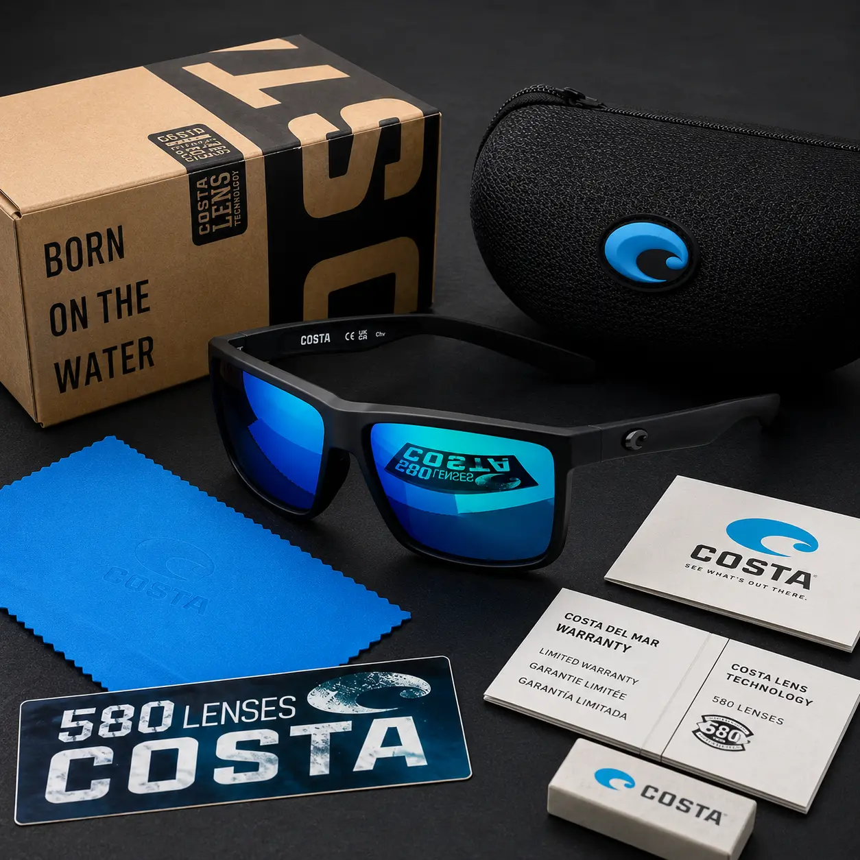 Costa Del Mar Polarized Sunglasses for Fishing, Boating & Everyday Wear | 580P Blue Mirror Lenses