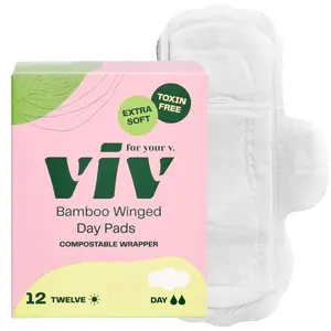 Viv Winged Plant-Based Pads - 100% Toxin-Free, Extra Soft, Absorbent, Comfort Menstrual Pads with Wings - Hypoallergenic, Smooth and Soft