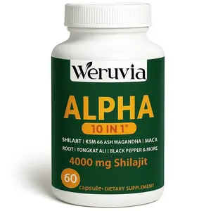 10-in-1 Alpha Shilajit Capsules | 4000 mg Pure Himalayan Shilajit, Tongkat Ali, Maca Root, 75% Fulvic Acid | ShilAbsorb Bioavailability Technology | Sugar-Free, Vegan, 85+ Trace Minerals | 60 Capsules