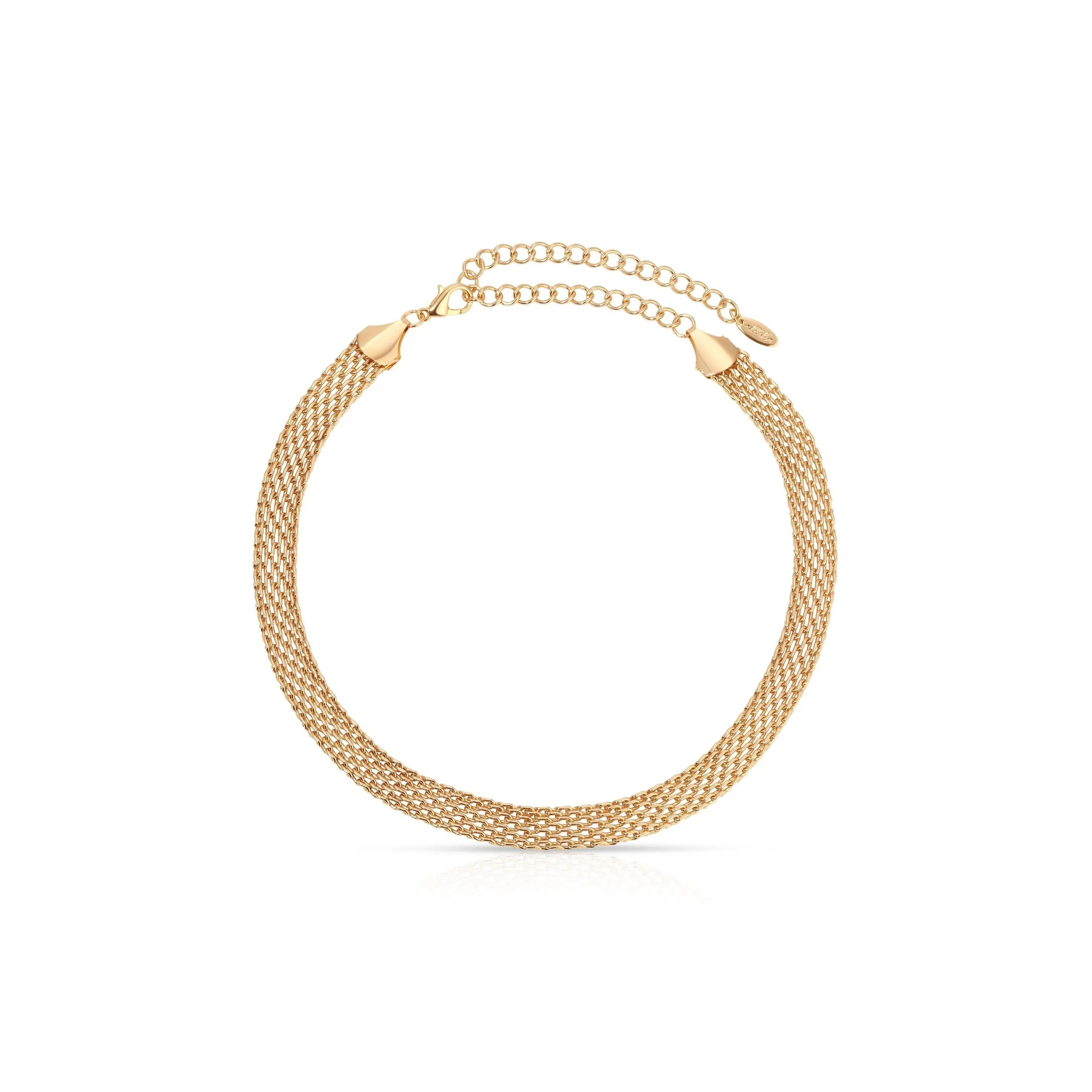 Ettika Elegant 18k Gold Plated Mesh Link Necklace with Adjustable Length 15" Chain + 5" Extender Trendy Fashion Jewelry for Women Gold Statement Chain
