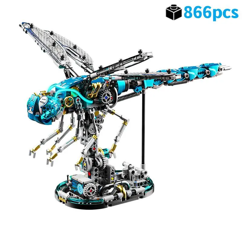 Creative Mechanical Dragonfly Building Blocks Model Movable STEM Construction Set Educational DIY Engineering Bricks, Holiday Gift, Complete DIY Set