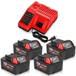 4-Pack Heavy-Duty 8.0Ah 18V Milwaukee M18 Replacement Batteries - Perfect Fit for 48-11-1862, Enhanced Runtime, Convenience and Compatibility with Original Charger, Ideal for Demanding Tasks
