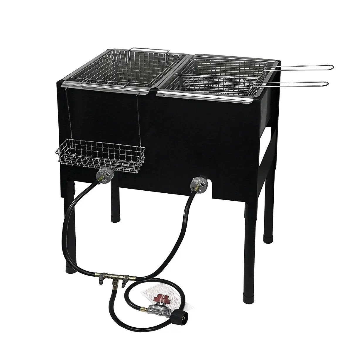 BARTON 17QT High-Pressure Triple-Basket Deep Fryer with Basket, Double-Burner Portable Camp Kitchen Appliance for Sports & Outdoor Camping Use