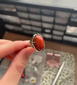 Large Red Jasper Adjustable Ring