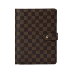 Checkered Leather A5 Six Ring Binder with Inside Page for School Office Personal Use Secure Closure Easy Page Flipping Compact Design
