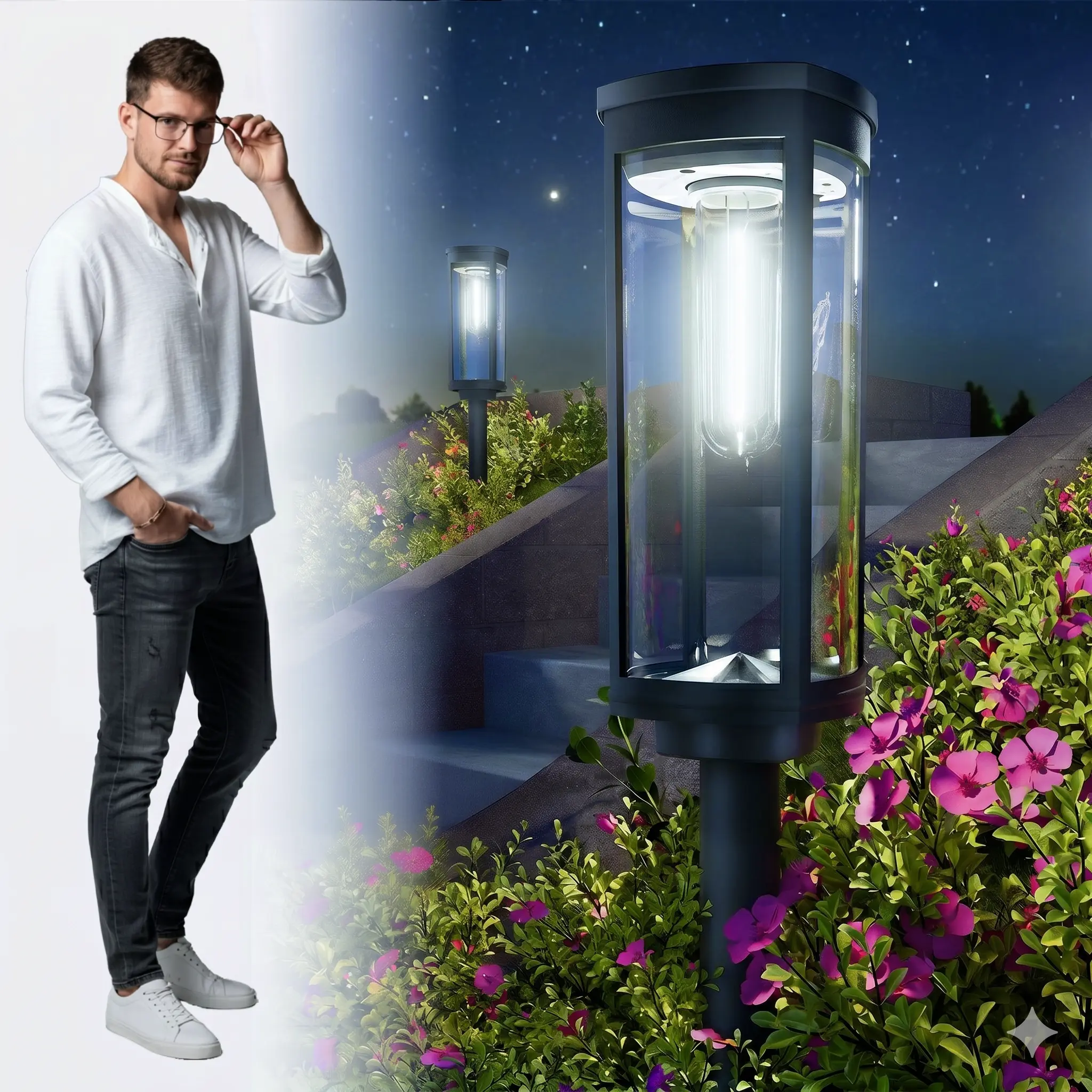 Solar Outdoor Lights – Elegant Pathway Lights, Auto On/Off, Waterproof, Rechargeable & Decorative, Perfect for Garden & Yard