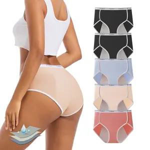 QOU Period Underwear for Women - Mid Waisted, Seamless, Stretchy Cotton Panties with Waterproof Layer for Heavy Flow Protection & Comfort
