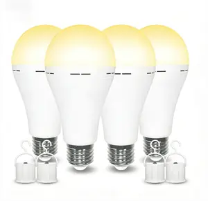 Energy-Saving Emergency Rechargeable LED Light Bulbs 60W Equivalent, Warm White 3000K A21 Battery Operated Bulb E26 Base, Multi-Function Battery Backup for Power Outage, Camping & Outdoor Activities, 2/4 Pack