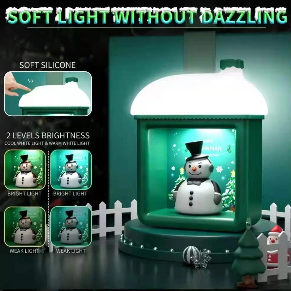 Christmas Atmosphere Light, Cute Snowman, Warm House, Magnetic Switch, Instantly Bright, Wall-Mountable Ornament