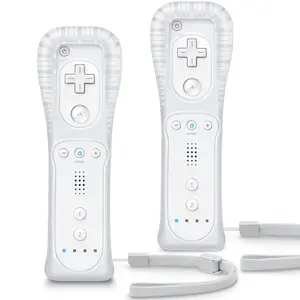 2 Pack Remote Controller For Wii,Wii U With Silicone Case and Wrist Strap (White)