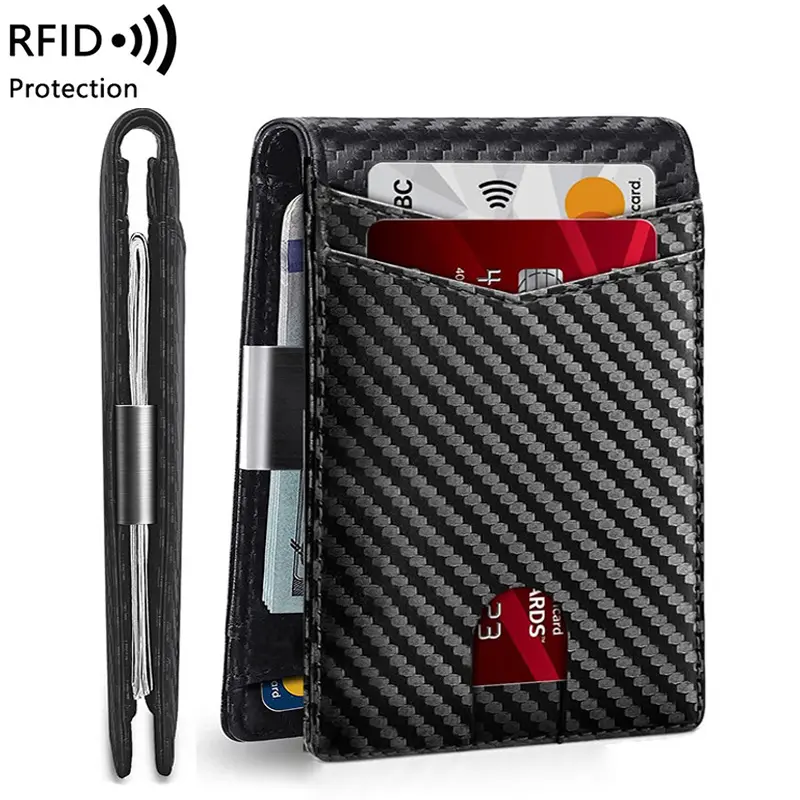 Men's wallet card holder High Quality RFID blocking with Box carbon fiber mens wallets minimalist style designer wallet slim multi-card slot holder short silm wallets for men