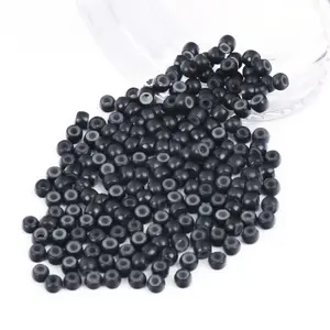 200Pcs 3mm 1B Color Silicone Lined Micro Ring Beads for Hair Extensions