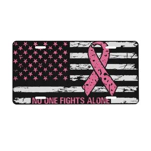 NO ONE FIGHTS ALONET License Plates Car Decor- 12x6 In Front License Plate, – Made in USA, Car Truck Tag Humor Trucks & Cars, 4 Pre-Drilled Holes,Easy Installation,Perfect Gift Ideas