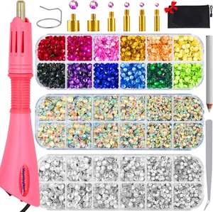 5000PCS Hotfix Rhinestone Applicator Kit, Hot Fix Wand Bedazzler Tool with AB Crystal & Clear Rhinestones, 3 Sizes for Clothing, Fabric Decoration & DIY Crafts