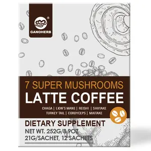 GANOHERB 7-In-1 Natural Lingzhi Stick-Pack Single-Serve Instant Coffee Blend Beverage (12-Pack) - Contains Lingzhi, Deer Antler, Kaga, Tremella, Metac, Beechwood Polypore for Energy Boost, Immunity Support, Stick-Pack Instant Coffee