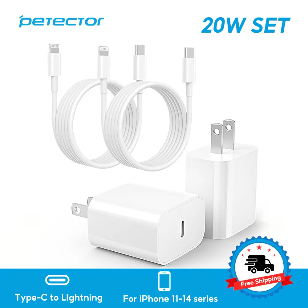 Petector iPhone Charger Fast Charging 6FT Compatible for iPhone 14/13/12/11 Pro Max/Xs Max/XR/X 2Pack 20W Type C Fast Charger Block with 6FT USB C to Lightning Data Sync Charging Cable