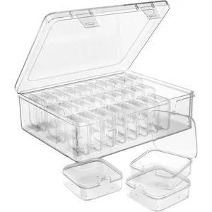 Bead Organizer Box, 30pcs Small Clear Plastic Storage Containers, Craft Storage Box Features Hinged Lid, Mini Boxes for Bracelets, Jewelry, Diamonds, Clay Beads, Screws, Seeds, Small Parts