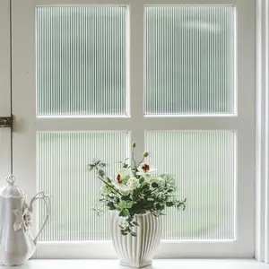 Reeded Glass  Film, Frosted Window Vinyl, 3D Decorative Window  Non Adhesive for Bathroom, Living Room 17.7x78.7 inches