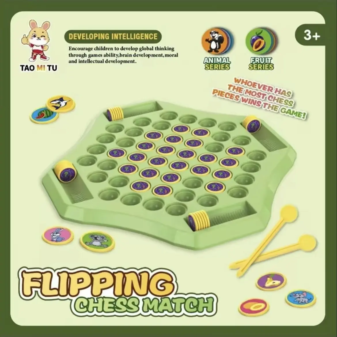 Kids Tabletop Educational Game: Fruit Memory Matching Flip Chess with Finger Sticks. Montessori Interactive Family Board Game, Multilingual Strategy Multifunction Game. Trains concentration, boosts memory & hand-eye coordination for parent-child bonding.