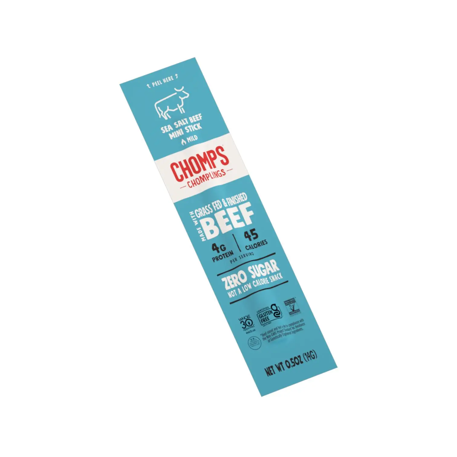 Chomps Sea Salt Beef Chomplings - 10g Protein, 0g Sugar 6 count Mini Jerky Sticks