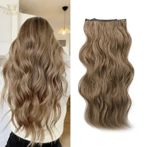 Qbeauty Women's Dirty Blonde Clip-in Synthetic Hair Extensions, 4PCS Long Wavy Thick Double Weft Hairpieces, Natural Extensions Hair for Daily Use, Clip In Hair Extensions