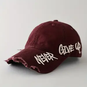 The Ultimate Accessory For Streetwear Lovers Distressed Cap with Embroidered Design Perfect for Casual Outings and Everyday Wear