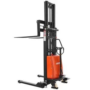 fathersdaygift  VEVOR Semi Electric Pallet Stacker, 3300 lbs Load Capacity, Pallet Lift Stacker Forklift with Straddle Legs, 96.06 Inches Lifting Height 8.3-33.86 Inches Adjustable Fork Width, Orange Black
