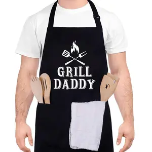 Funny Apron for Men-Grill Daddy Adjustable Kitchen Black BBQ Grilling Cooking Chef Apron with Pockets for BBQ Grilling Cooking Waterproof Grill Daddy Gift for Father Husband Boyfriend Kitchen Aprons Aprons with Pockets Cooking Apron