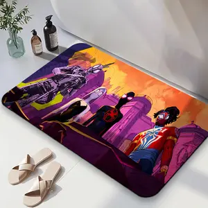 1PC,2D Spider Man Series Diatomaceous Earth Bath Mat Non Slip Absorbent for Bathroom Quick Drying Entrance Mat Anime Cartoon Hero Pattern Kids Room Bedroom Door Mat Home Decor Bath Rugs and Mats