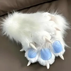 Soft Polyester Adorable Plush Cat Paw Gloves - Perfect for Cosplay & Stage Performances