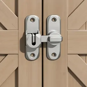 3PCS/Set Home, Cabinet Closet, Office, Hotel, Apartment, Sliding Barn Door, Barn Door Lock 90° – 180° Flip Sliding Latches for Barn, Pet, Sliding Doors, Garage, Bathroom, Outdoor (Silver)