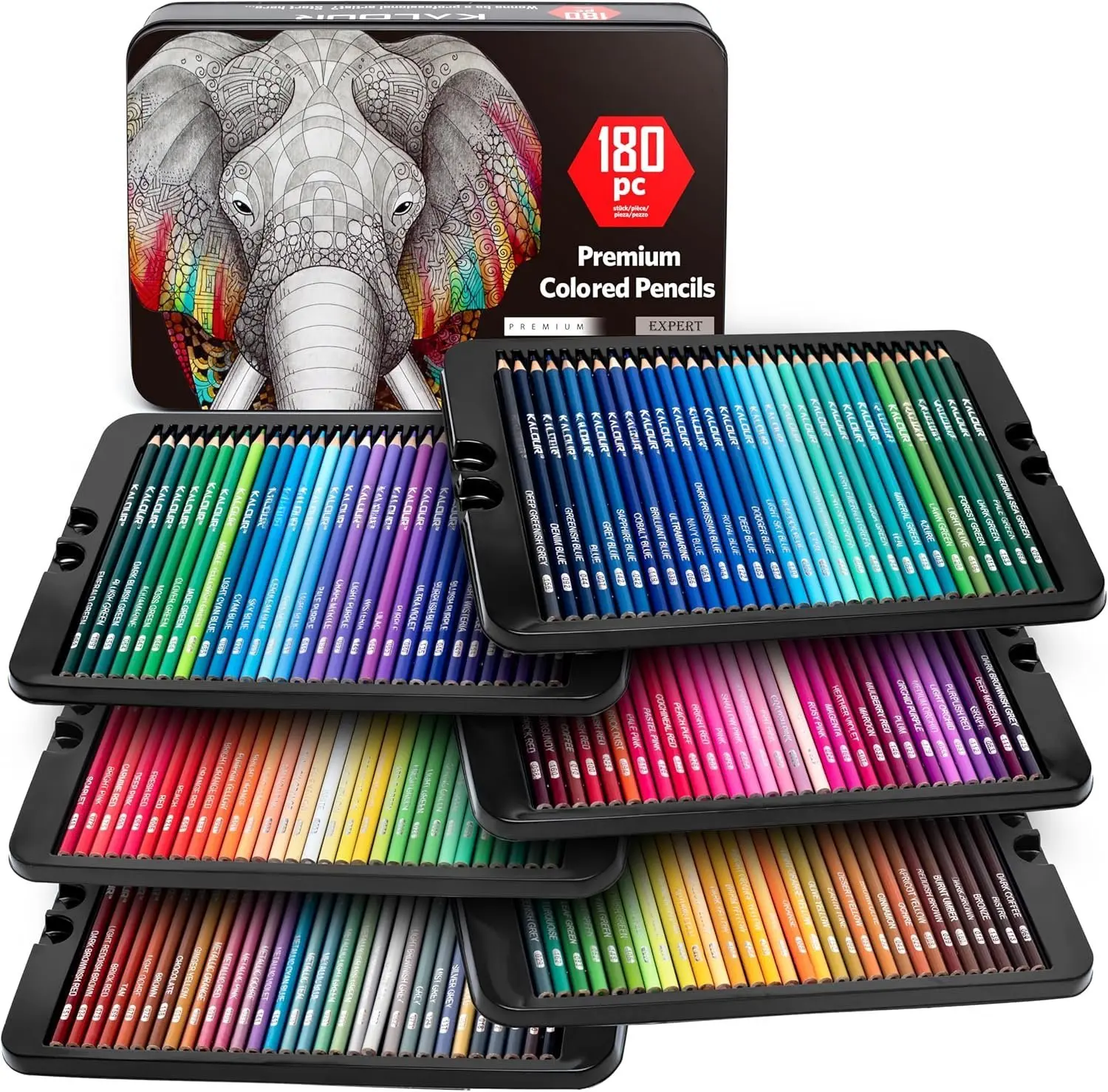 180 Colored Pencil Set for Adults Artists - Rich Pigment Soft Core -12 Metallic Pencil - Ideal for Coloring Drawing Sketching Shading Blending - Vibrant ColorTin Case