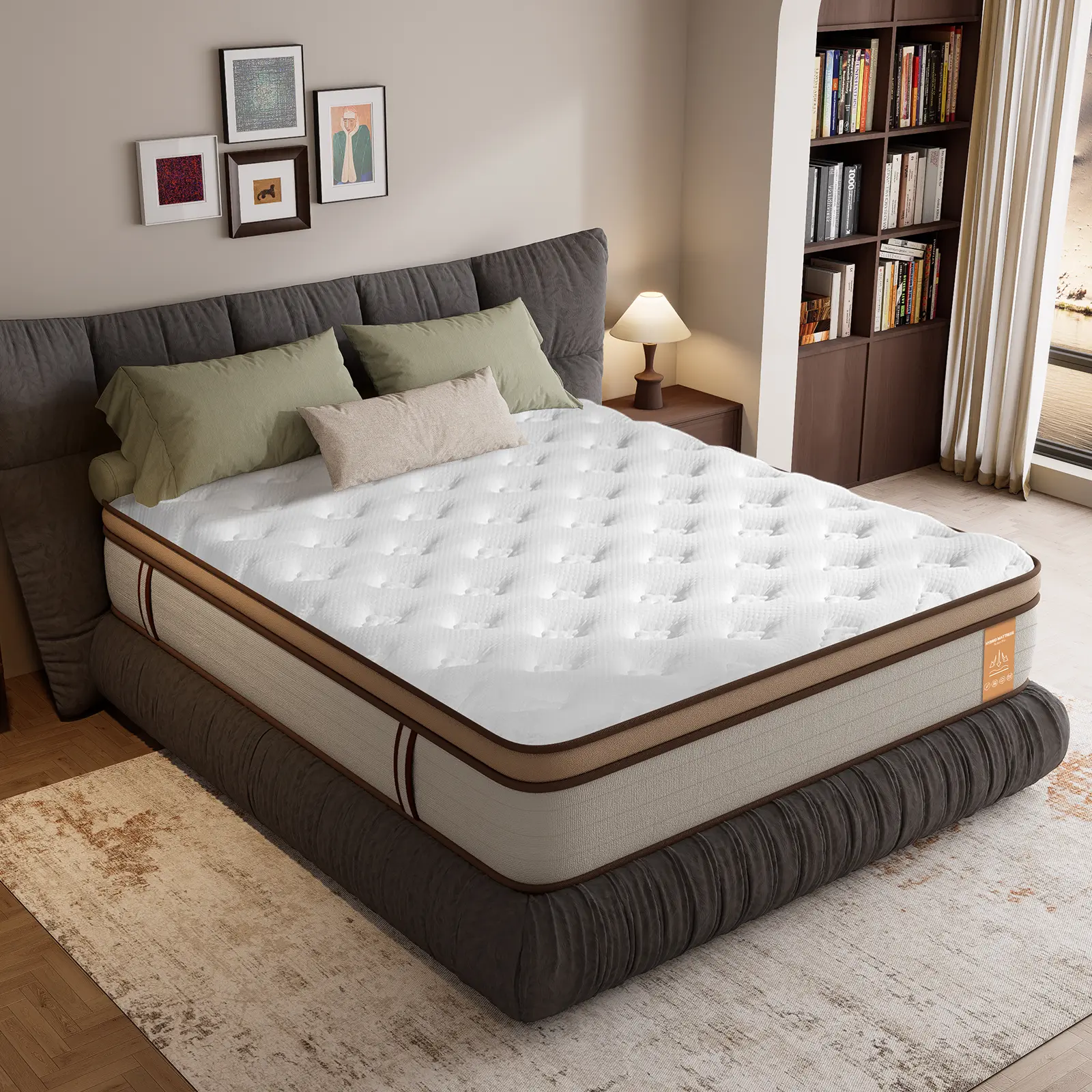 XYTLBQE Ultra-Soft Hybrid Mattress - 8/10/12/14-in, Breathable Cover, Quilted, Memory Foam Comfort Layer, Individually Wrapped Independent Springs, Cooling Bedding, Balanced Support, Vacuum Compressed, Easy to Spot Clean, for Bedrooms, High-Quality Materi