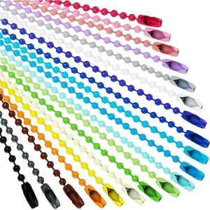 Hicarer 200-Pack Vibrant Colored Beaded Keychain Set, 4.72in Metal Hanging Chains for Ornament, Jewelry Tag (Home & Festive Party Supplies)