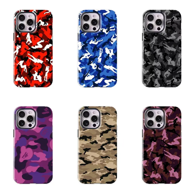 Colorful Camo Silhouette Phone Case | Y2K Streetwear Phone Accessory for iPhone17 ProMax /16/15/14/13/12/11 Plus for Samsung phones, suitable for both men and women,  Perfect Gift for Women Men.A gift for the fans, Accessories, Shell