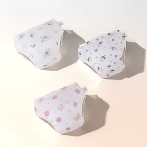 3pcs Reusable Baby Training Diapers Unisex Baby Diapering Products All Seasons Washable, Elastic Waistband, Comfort Fit, Cute Print, Soft Skin-Friendly