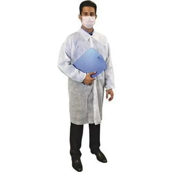 PRO-SAFE 30-Pack 5XL White Polypropylene Lab Coats, ISO Class 7 Workwear Clothes, Hook & Loop Front, Elastic Cuffs, Pocketless