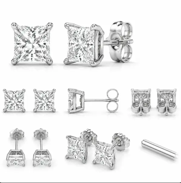 Custom For Jesus Sierra: 14K White  Total 2ct Princess Cut Lab Grown Diamond Earrings